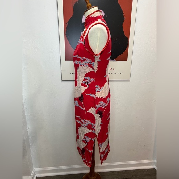 100% silk crane cheongsam by Avanti Authentic Hawaii - Picture 10 of 11